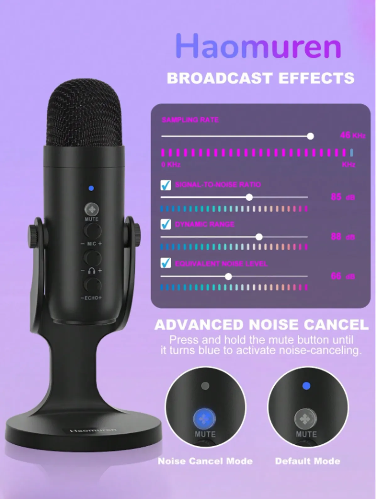 Haomuren (ZealSound) USB Microphone for PC, Laptop, Phone, Condenser Mic With Noise Cancellation