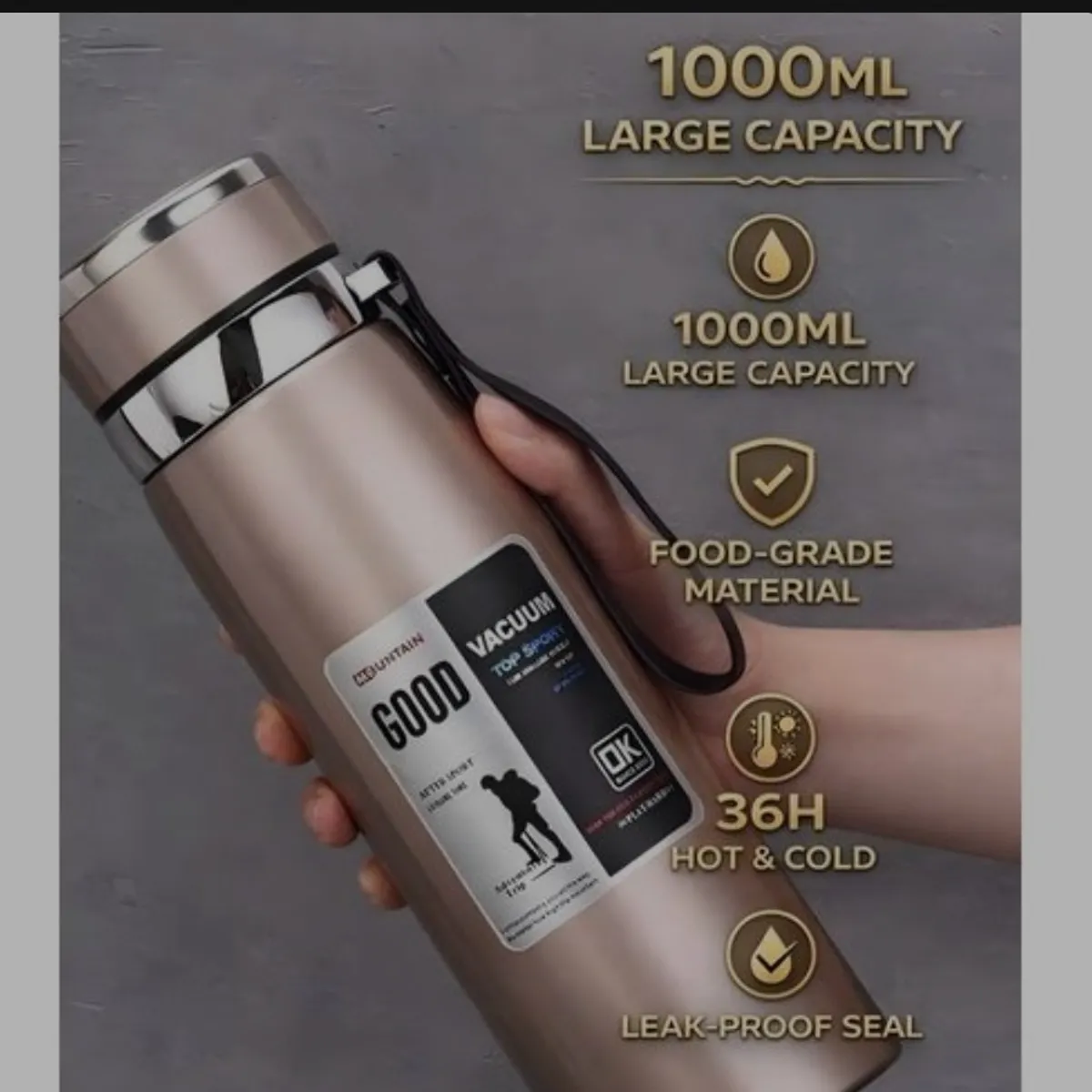 Gold Vacuum Insulated Sports Bottle