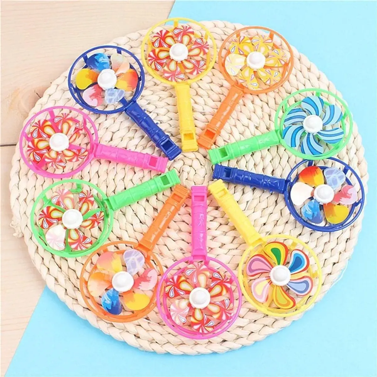 20pcs Classic Plastic Whistle Windmill Noise Maker Toys Back to Childhood