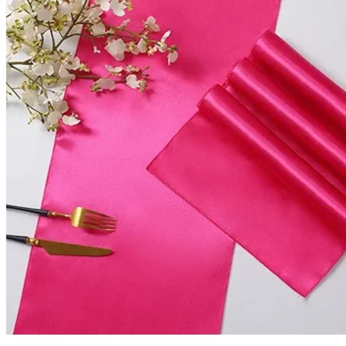 2 Pack Hot Pink Satin Table Runner 12 x 108 Inch
