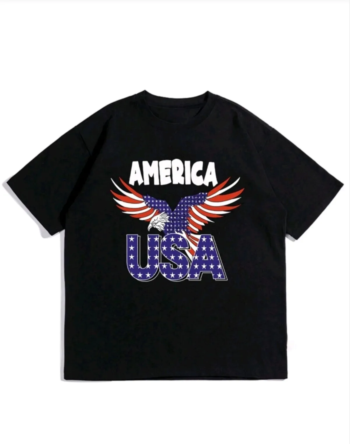 Men's Casual Eagle Letter Printed Short Sleeve T-Shirt -Size M
