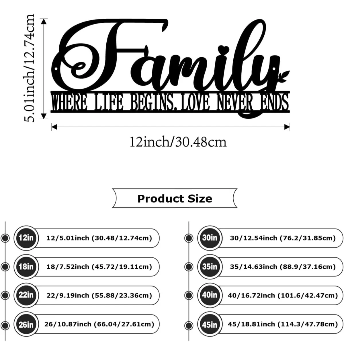 ShowM Metal Family Sign, Hanging Word Sign