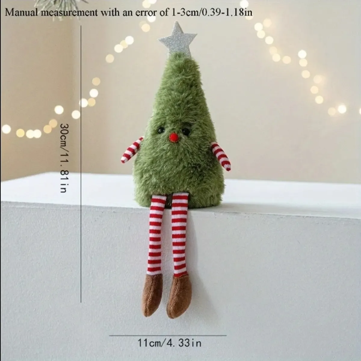 Cute Plush Christmas Tree Figurine Pendant with Stars & Striped Socks