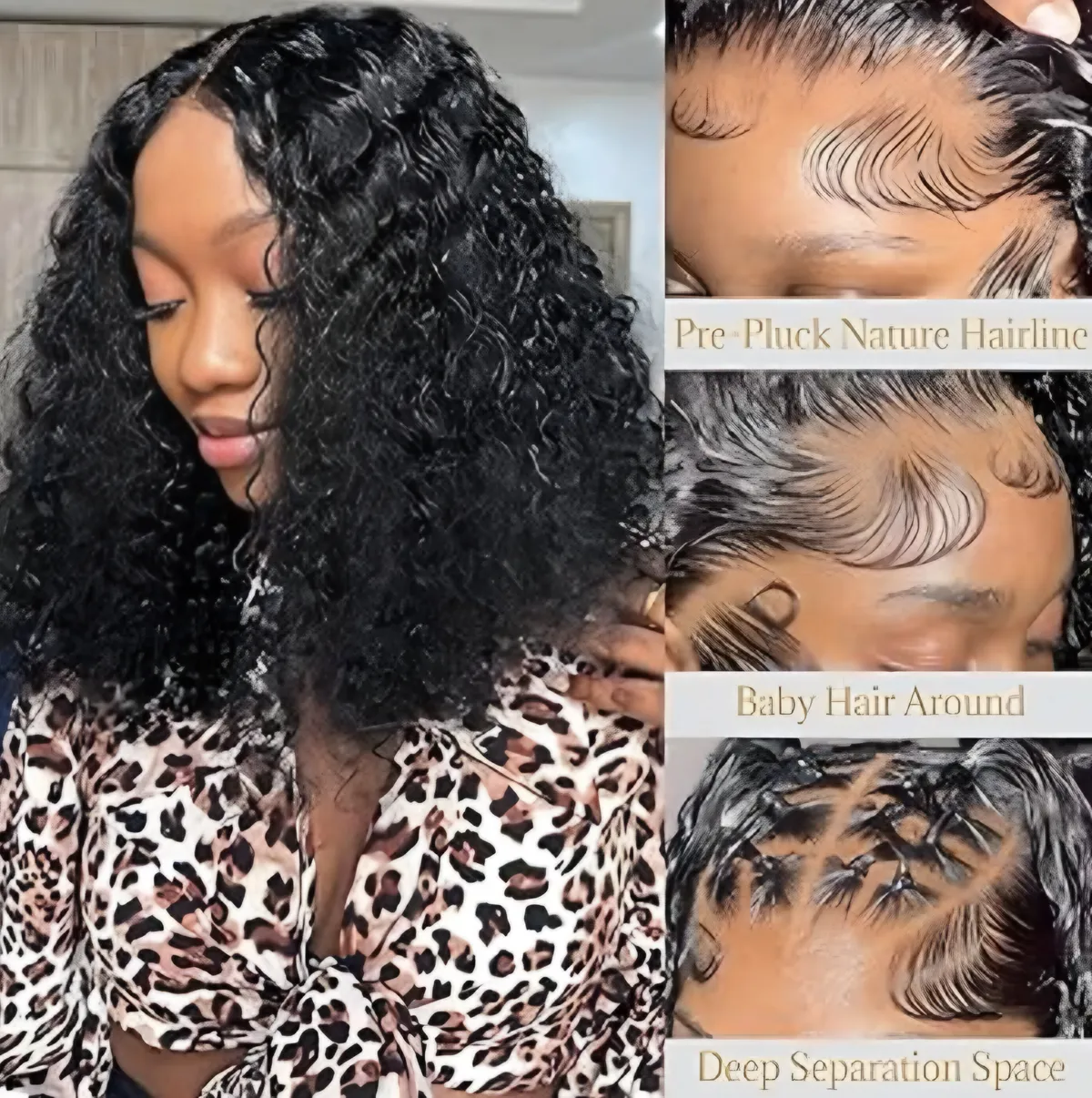 12 Inch Water Wave Short Bob Wig Human Hair 13x4 Hd Lace Front Wigs Human Hair 180% Density Deep Curly Lace Frontal Wigs for Black Women Pre Plucked Glueless Wig Wet And Wavy Natural Black