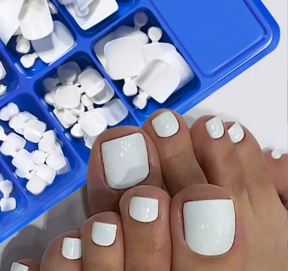 100 PCS False Nail Natural White Press-on Toe Full Cover Square Nails Artificial ( Colour White)