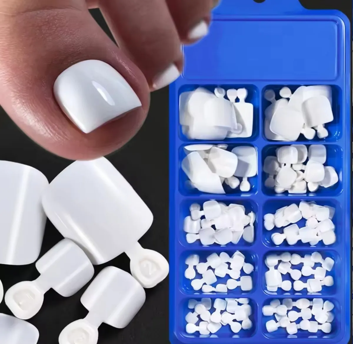 100 PCS False Nail Natural White Press-on Toe Full Cover Square Nails Artificial ( Colour White)