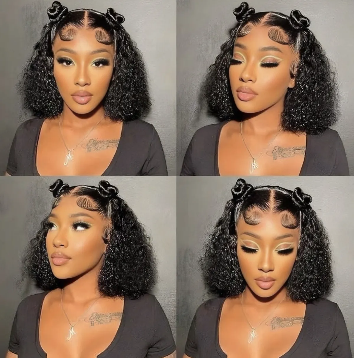 12 inch Deep Wave Bob Wig Human Hair 13x4 Lace Front Bob Wigs Human Hair Pre Plucked 180 Density HD Transparent Lace Front Human Hair Wigs for Black Women Natural Black