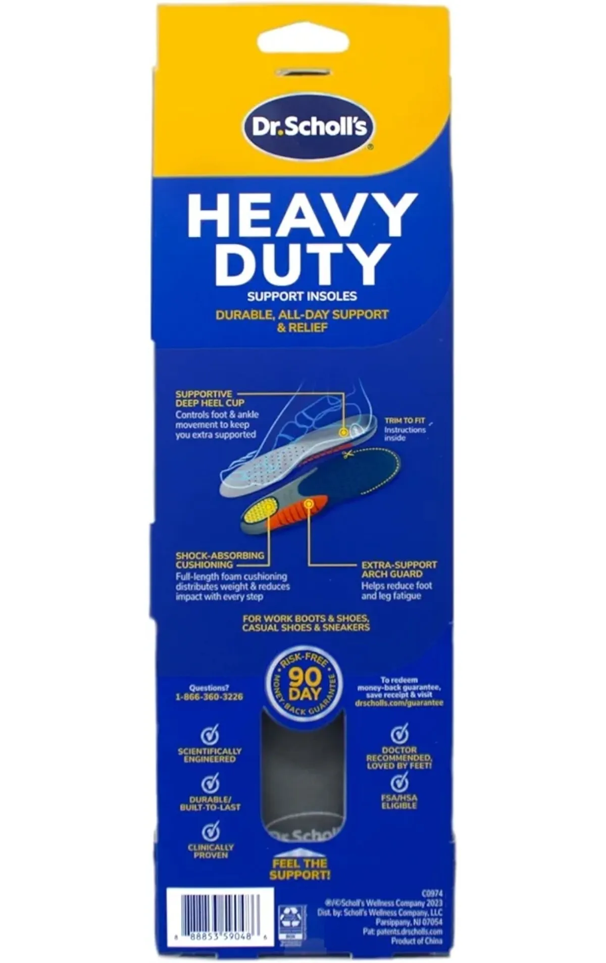Dr. Scholl's Heavy Duty Support Insoles for Men, 1 Pair, Size 8-14