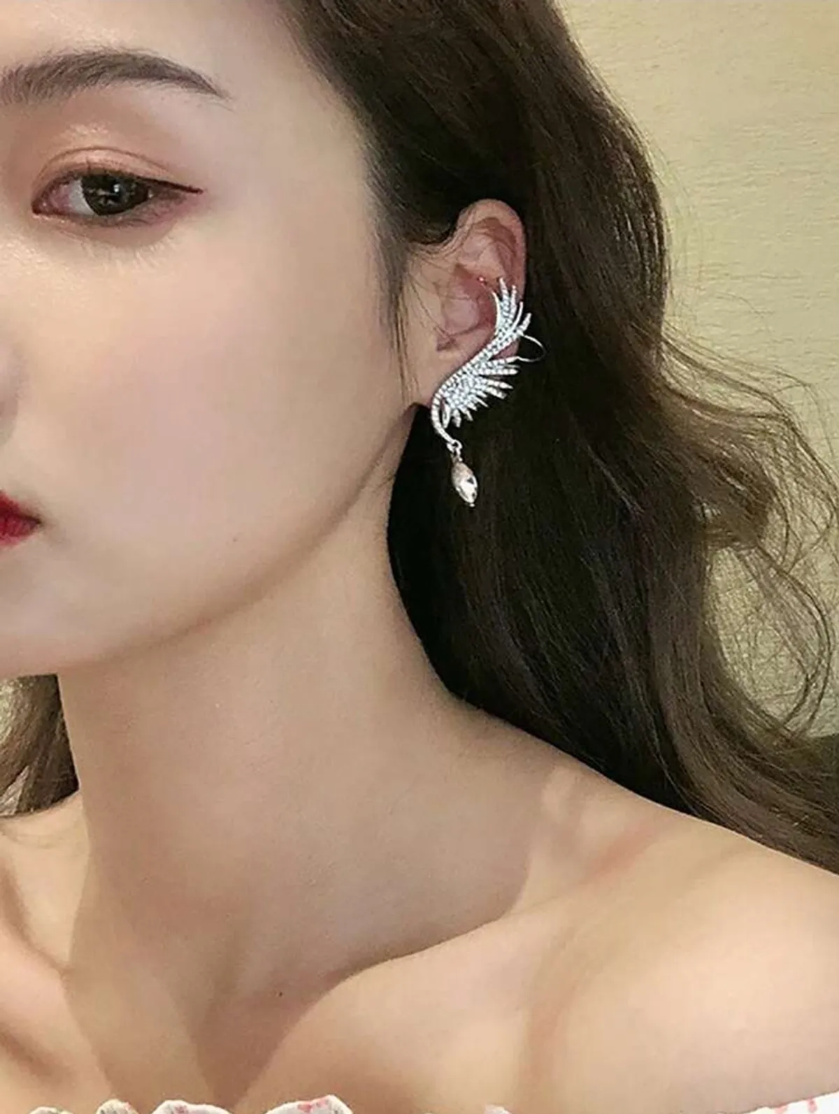 Angel Wings Water Drop Pendant Earrings, Lightweight And Luxurious