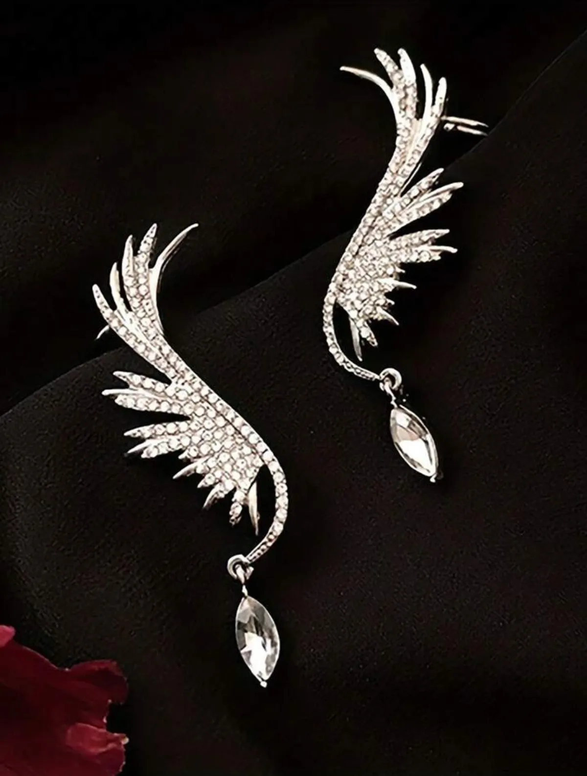 Angel Wings Water Drop Pendant Earrings, Lightweight And Luxurious