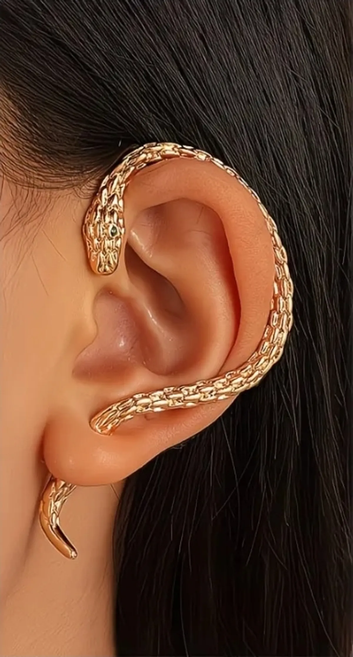 1pc Exaggerated Hip Hop Retro Dark Style Winding Snake Ear Hook Animal Snake Piercing Stud