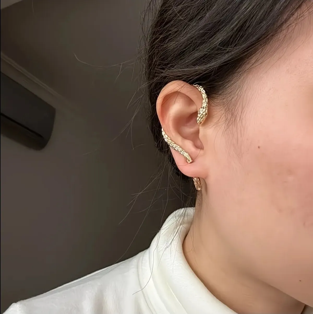 1pc Exaggerated Hip Hop Retro Dark Style Winding Snake Ear Hook Animal Snake Piercing Stud
