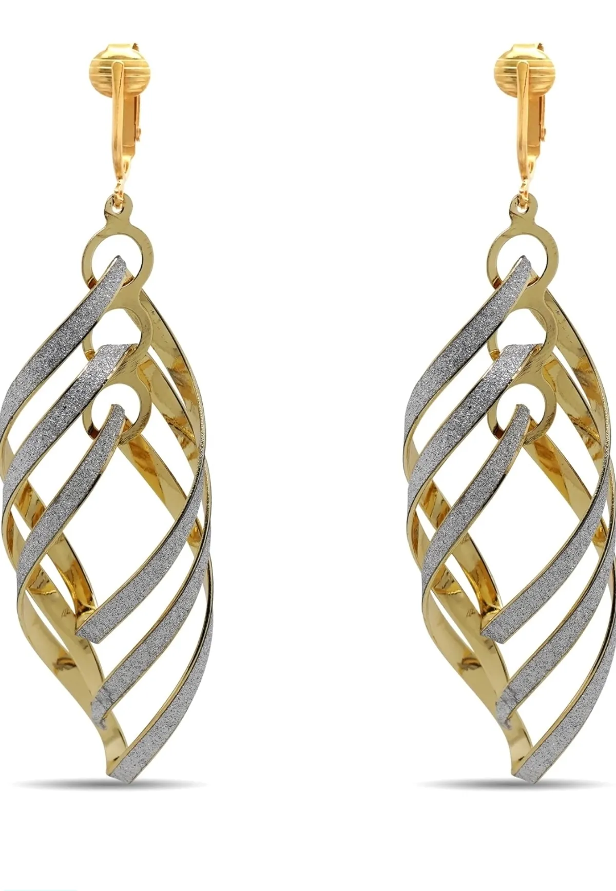 Aloha Earrings Gold Tone Clip On Dangling Earrings