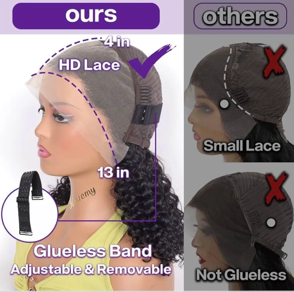 12 inch Kinky Curly Lace Front Wigs Human Hair 13x4 Brazilian Kinky Curly Glueless 180% Density Lace Front Wigs for Black Women Pre-Plucked with Baby Hair Natural Black.