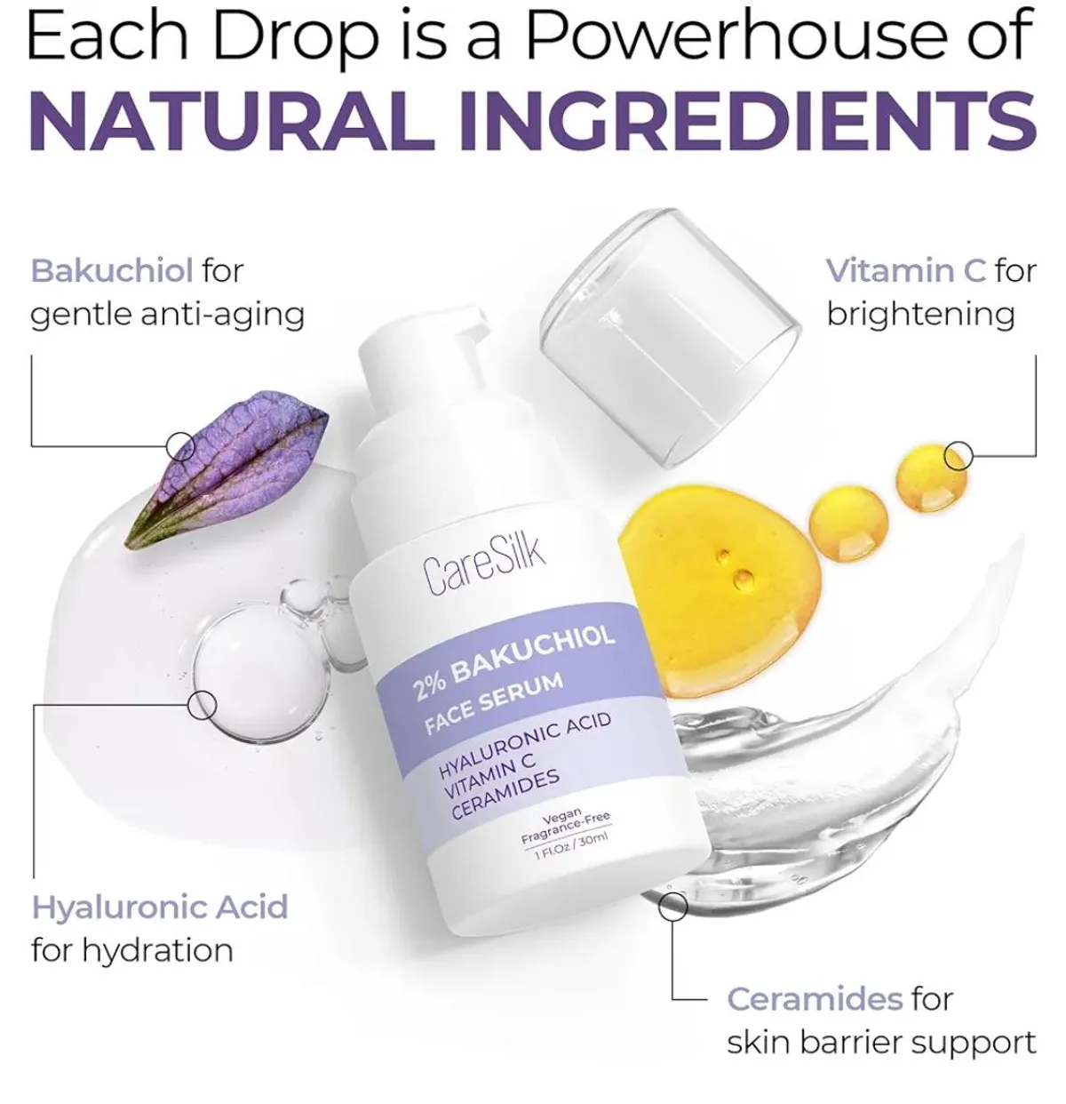 Bakuchiol Face Serum - Natural Retinol Alternative Extract