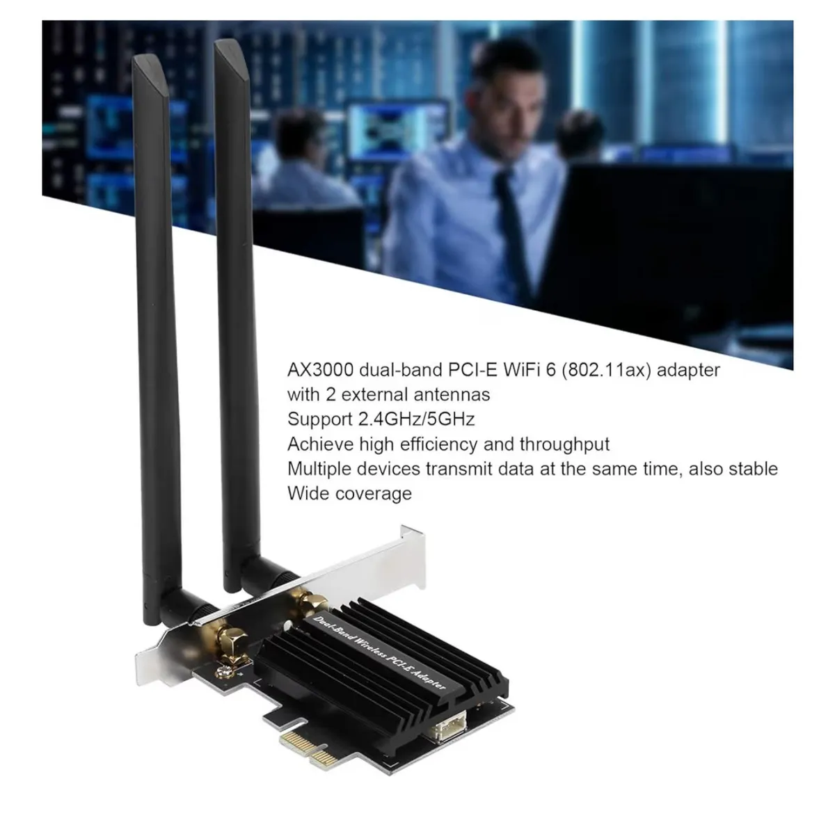 T osuny PCIe WiFi 6 (802.11ax) Bluetooth 5.1 AX 3000 Mbps Desktop WLAN Adapter Dual Band PCI-E Wireless WiFi Network Adapter Card For PC