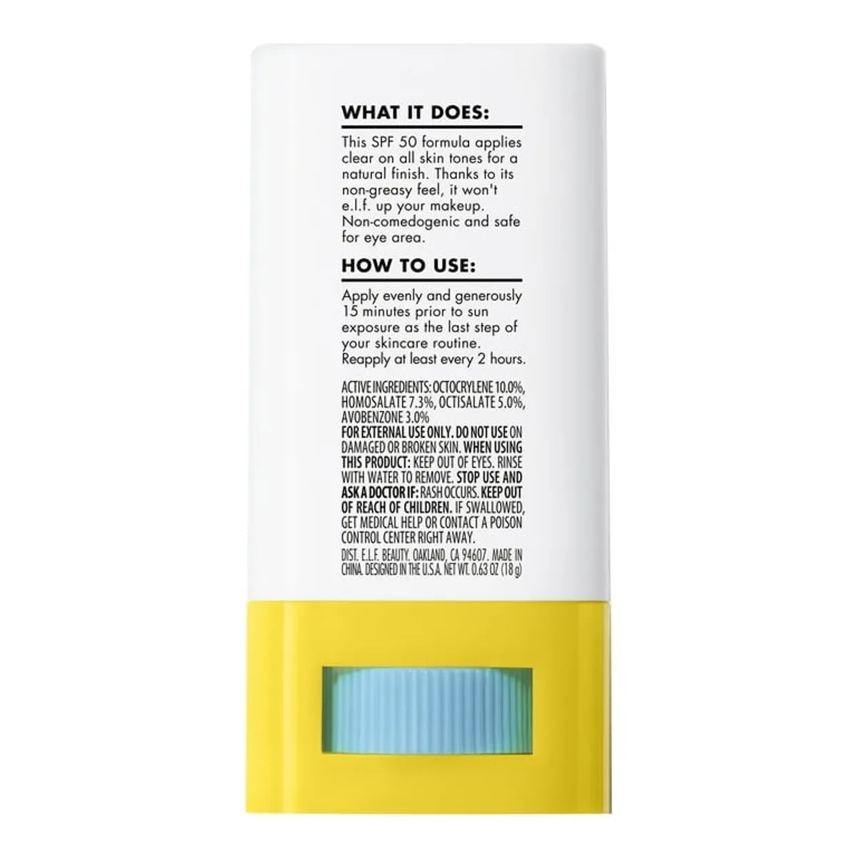 ELF SKIN Suntouchable Invisi-Stick SPF 50, 0.63oz