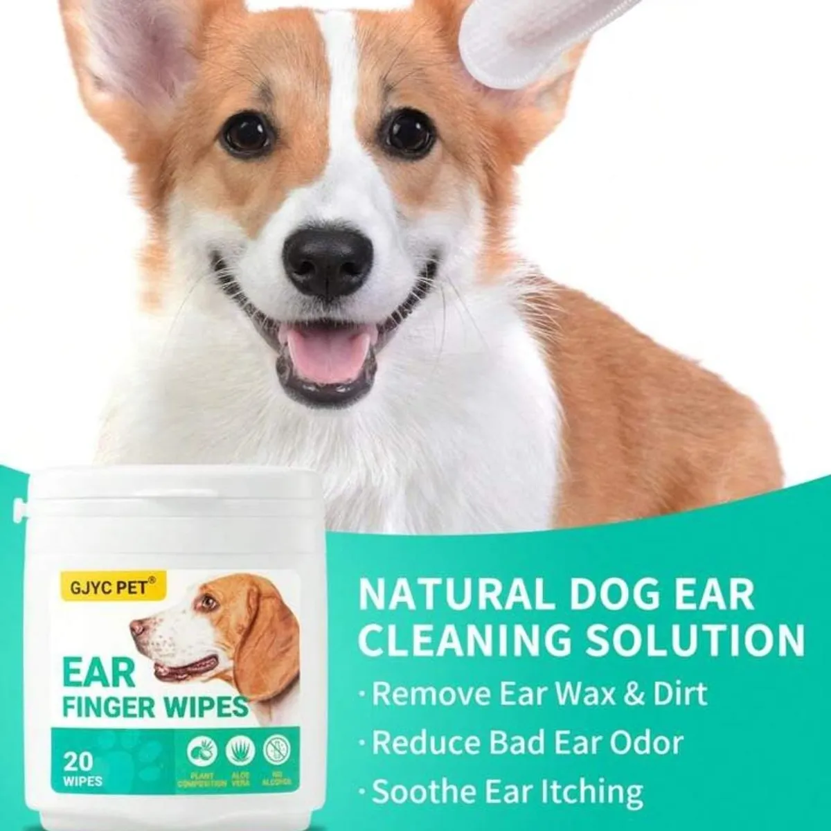 GJYC PET Dog Ear Wipes 20 Count