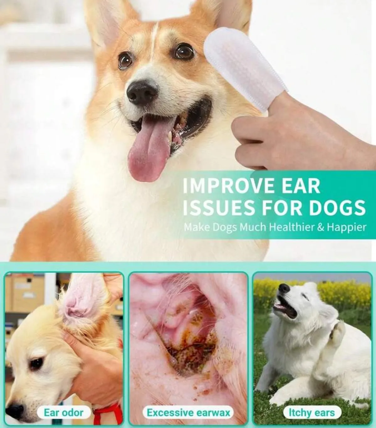 GJYC PET Dog Ear Wipes 20 Count