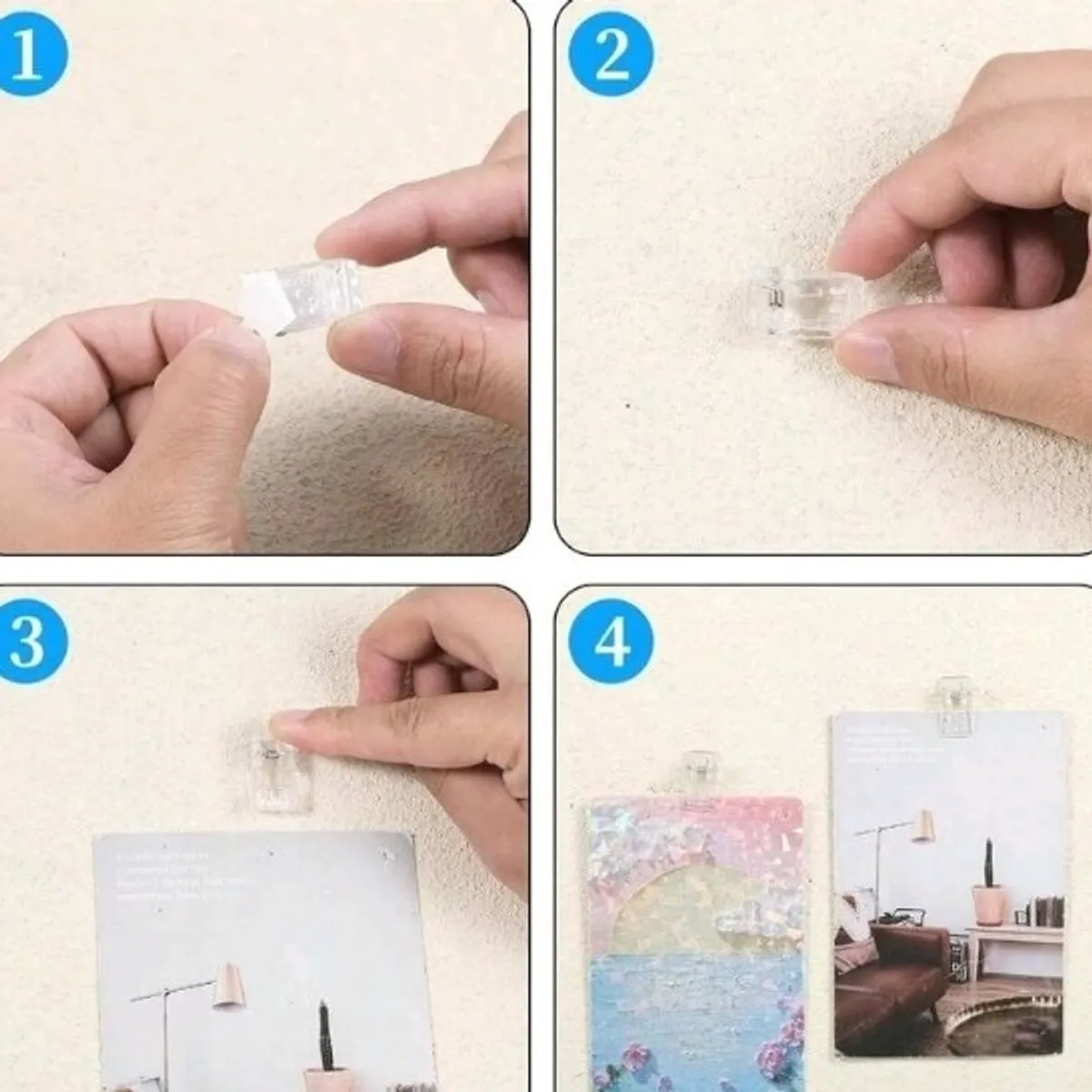 50 Pcs Tapestry Wall Hanging Clips Self Adhesive Clips Hanging Double-Sided Adhesive