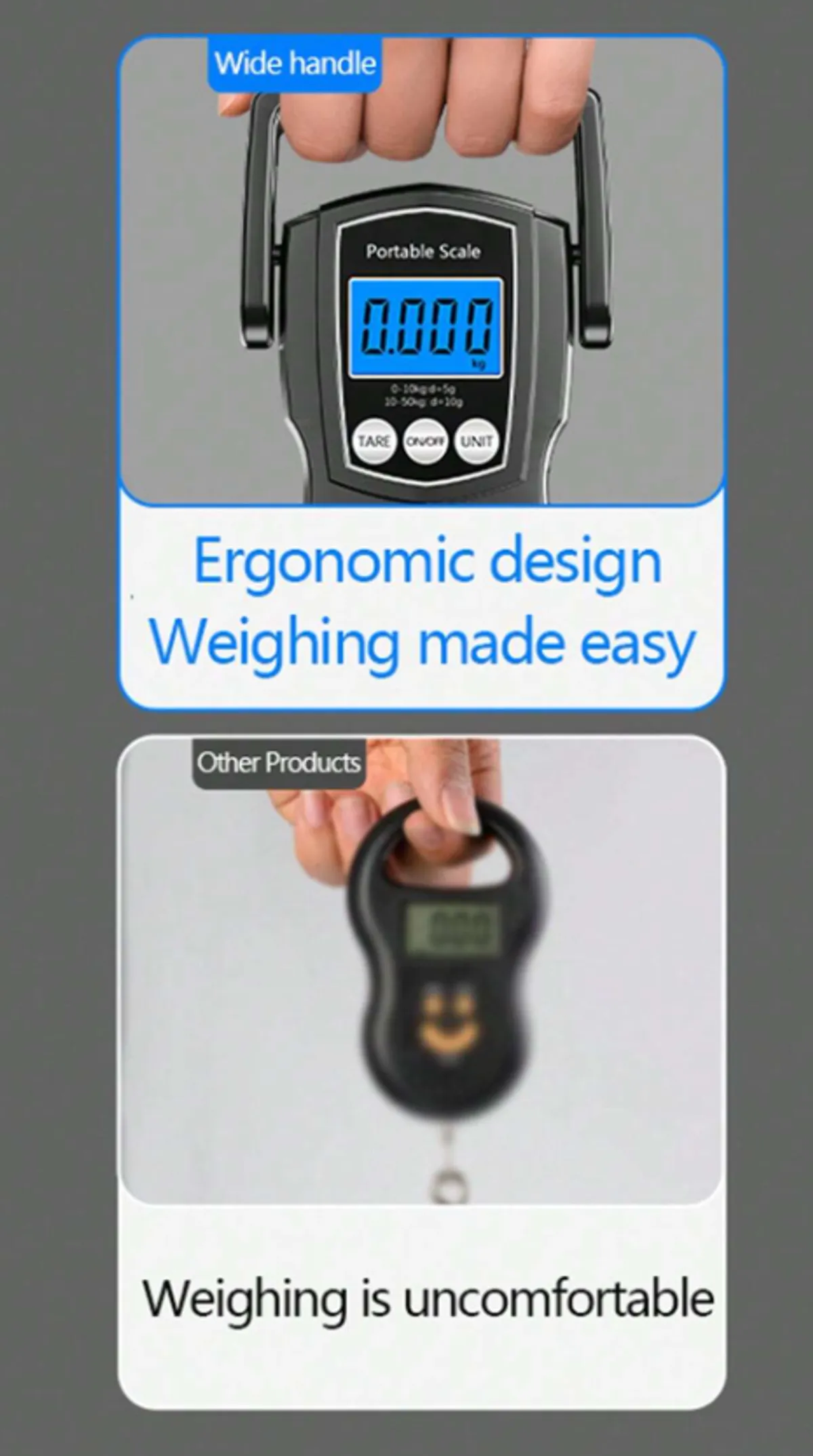 High Precision (50kg) Portable Handheld Scale-130, (w/ 59in Retractable Tape)