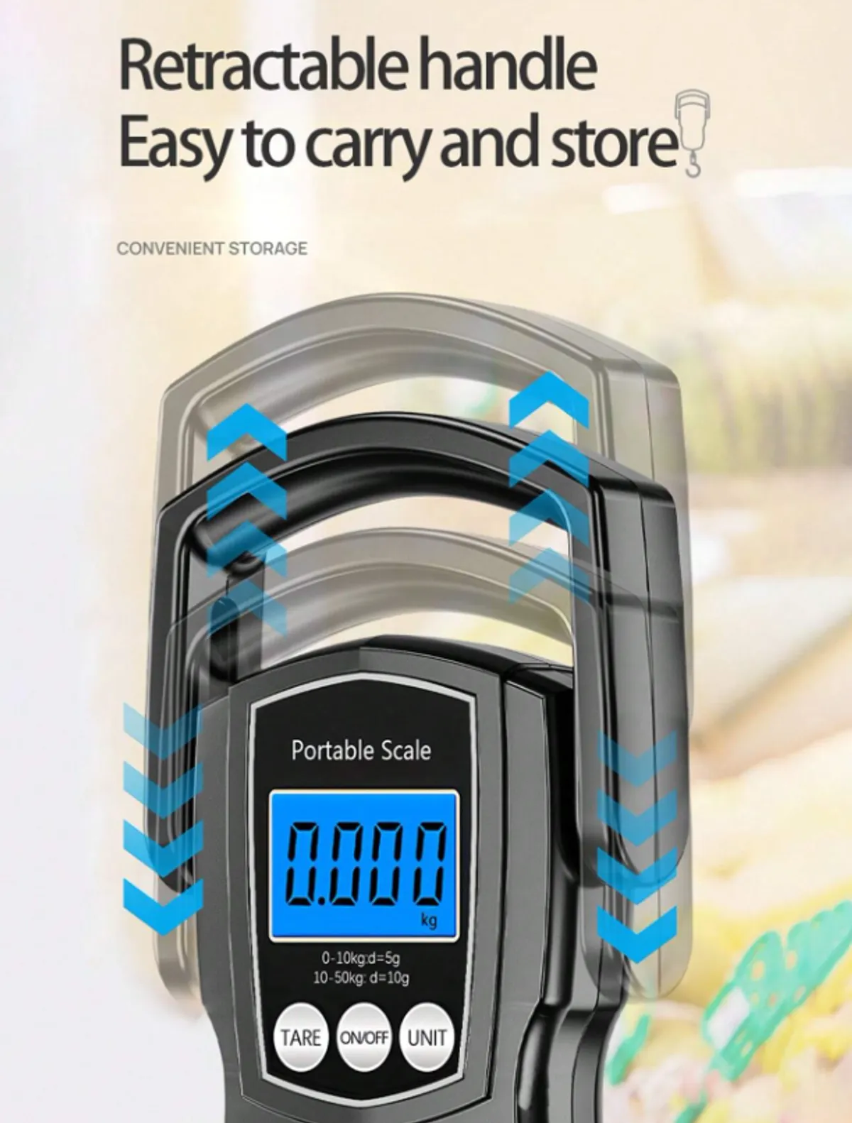 High Precision (50kg) Portable Handheld Scale-130, (w/ 59in Retractable Tape)