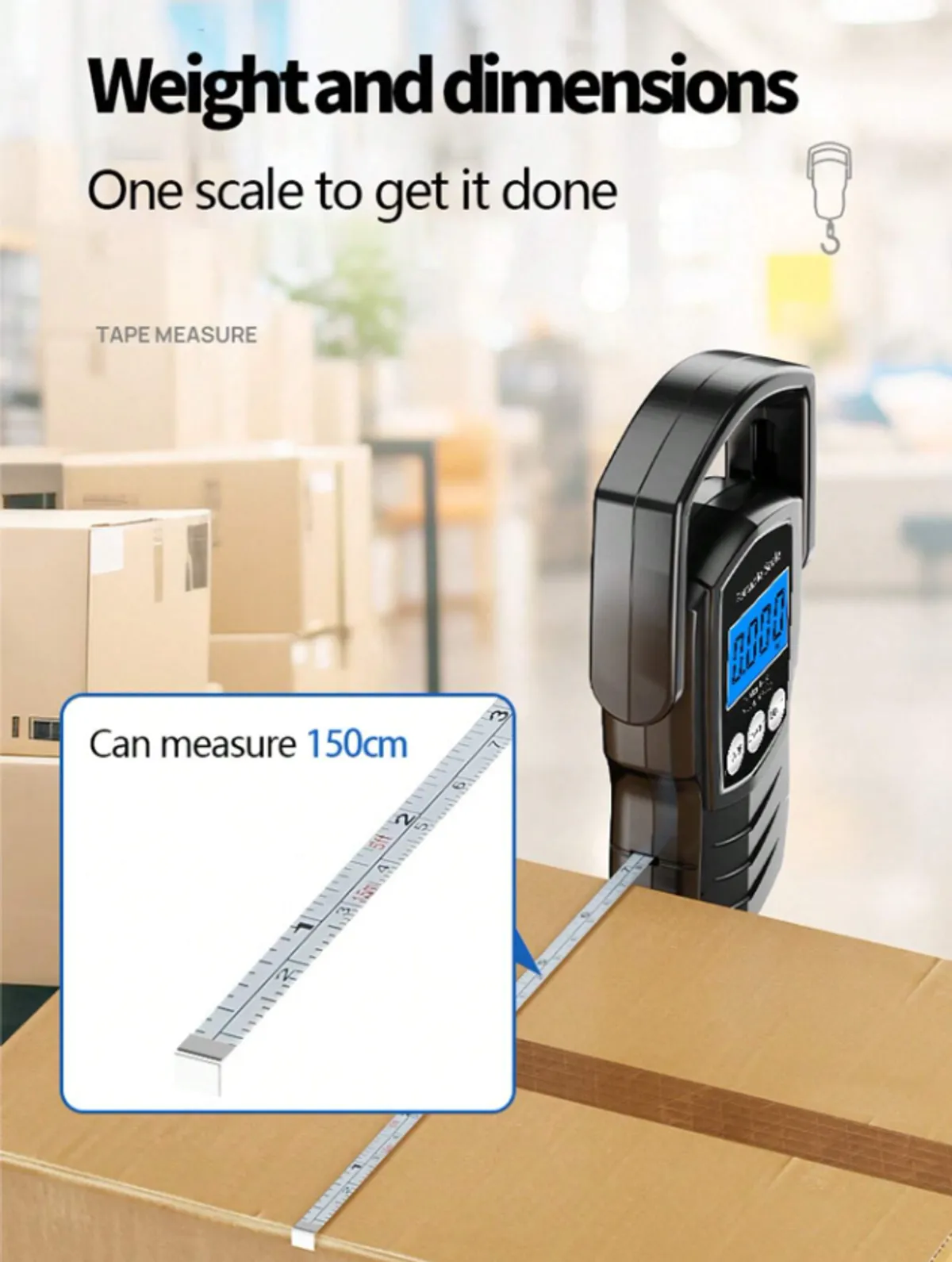 High Precision (50kg) Portable Handheld Scale-130, (w/ 59in Retractable Tape)
