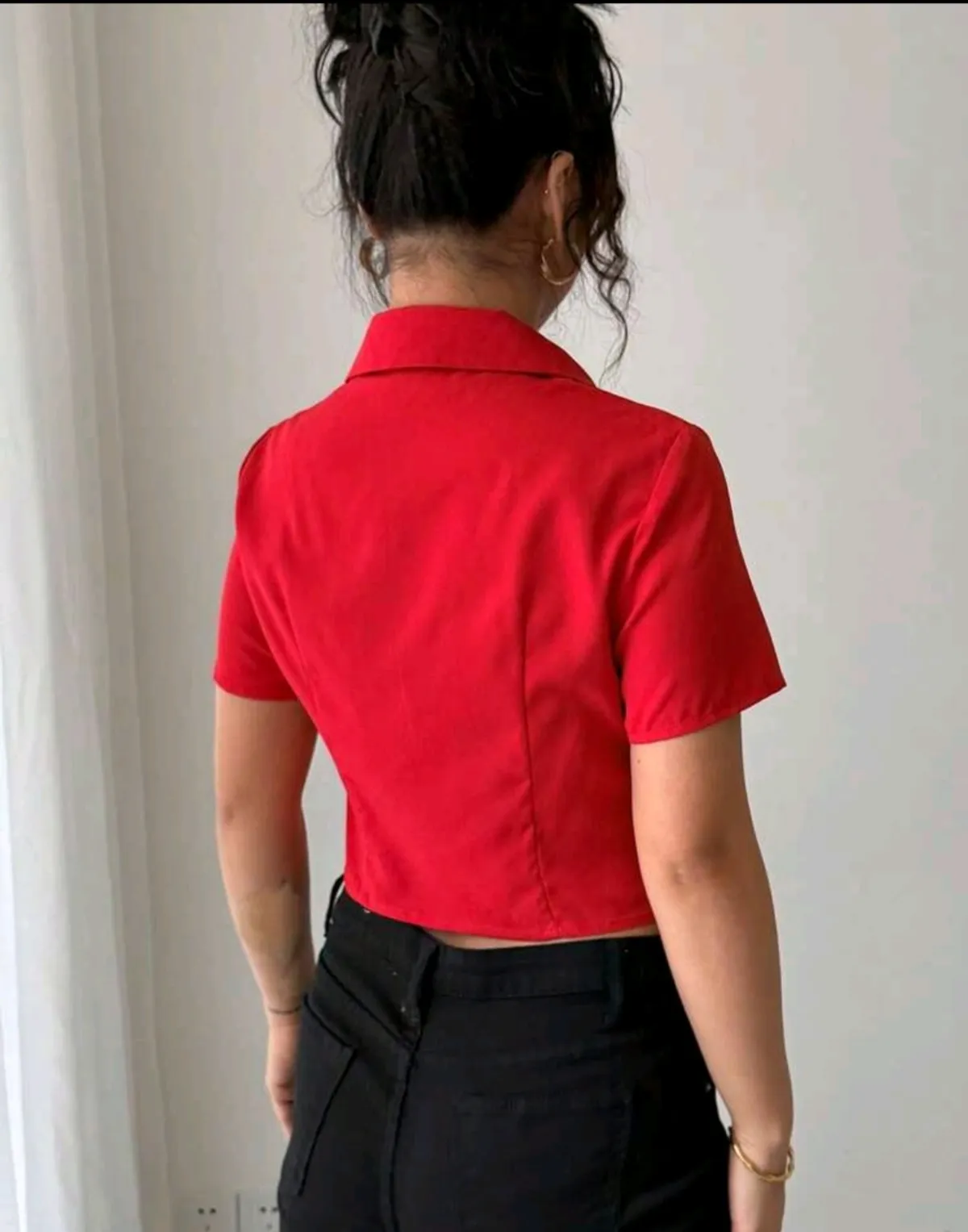 INAWLY Slim Fit Casual Women's Shirt With Collar, Zipper & Metal Decor, Sexy - Size XL