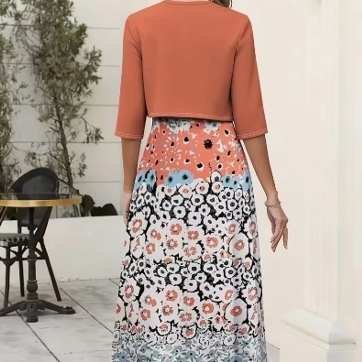 Women'S Floral  Dress and Cardigan-Size XXL