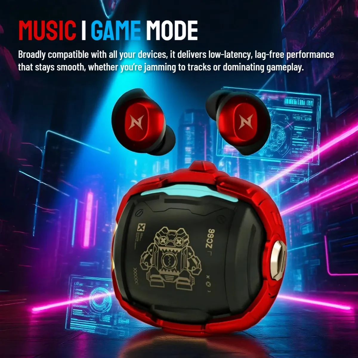 Zombiescat B12 Bluetooth Earbuds (premium sound), Red