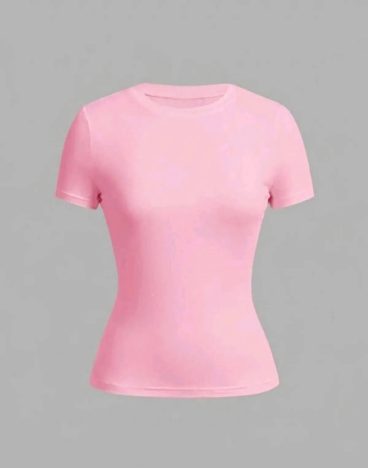 EZwear 2PCS Set Basic Black & Pink Round Neck Short Sleeve T-Shirt - Size S