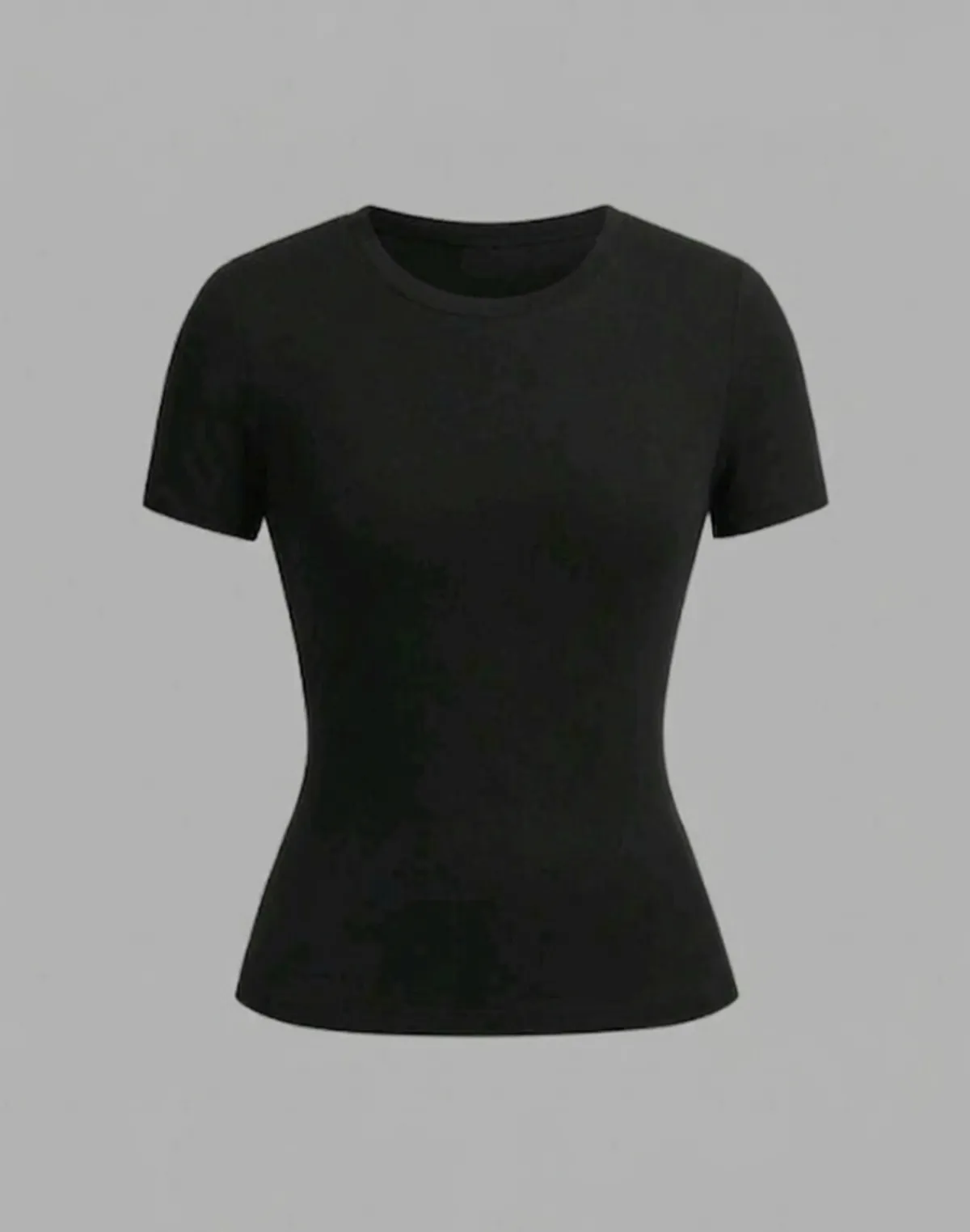 EZwear 2PCS Set Basic Black & Pink Round Neck Short Sleeve T-Shirt - Size S