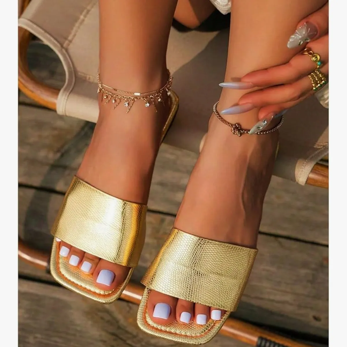 Women's Gold Sandals - Size: 6.5-7