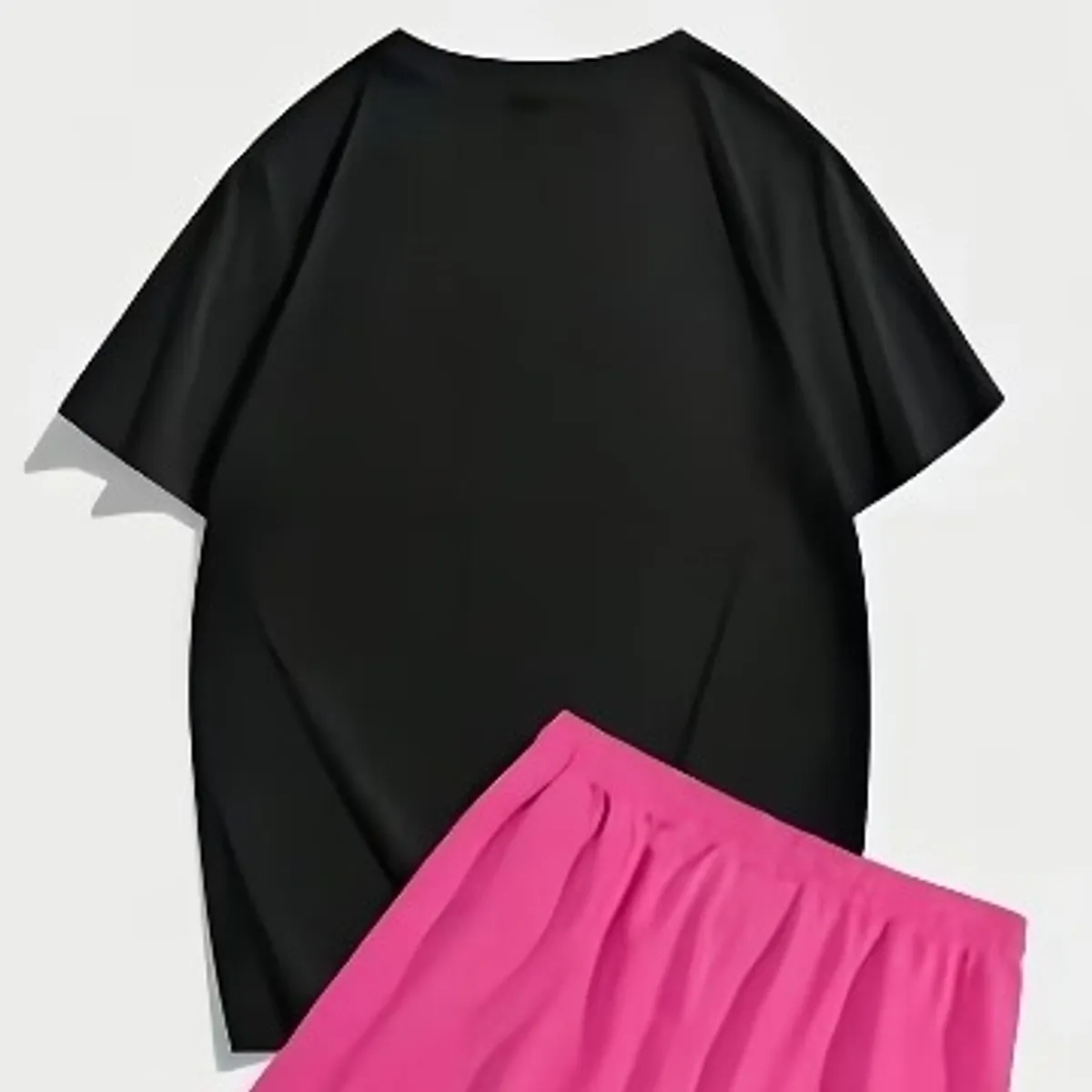 Men's  Black & Pink Hawaiian T-Shirt & Shorts-Size S