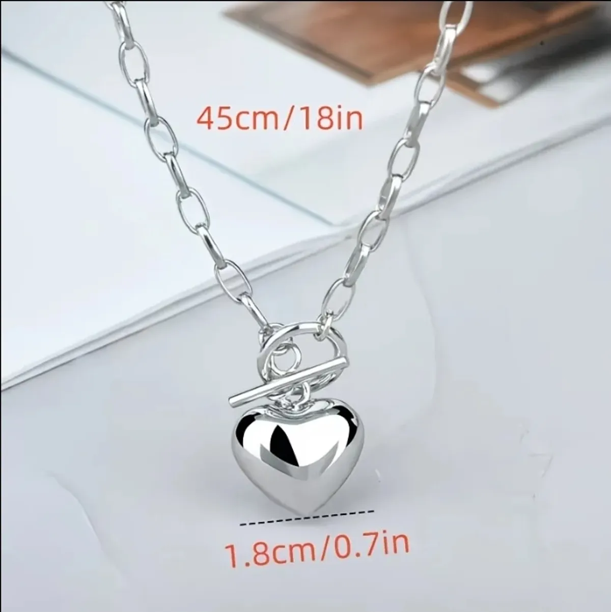 Light luxury elegant cute ladies' casual fashion Silvery stainless steel heart pendant necklace