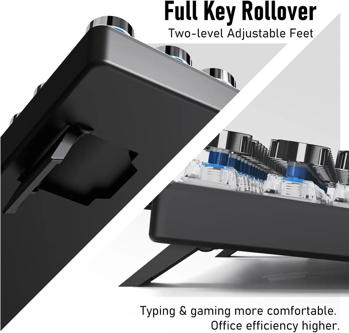 EWEADN TK100 Wired Typewriter Style Mechanical Keyboard , BLACK