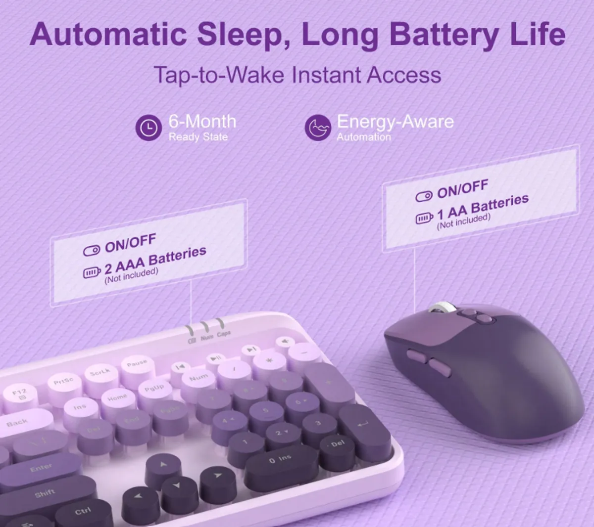 MageGee 2.4G Full Size Wireless Keyboard And Mouse Combo (Purple gradient)