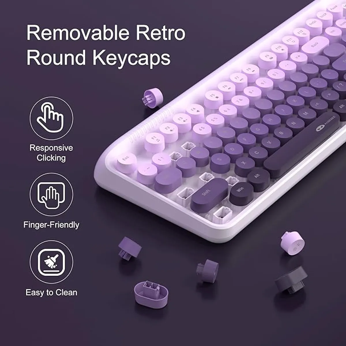 MageGee 2.4G Full Size Wireless Keyboard And Mouse Combo (Purple gradient)