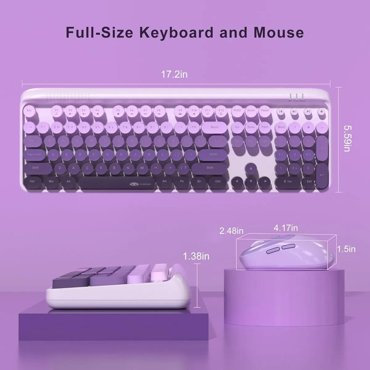 MageGee 2.4G Full Size Wireless Keyboard And Mouse Combo (Purple gradient)