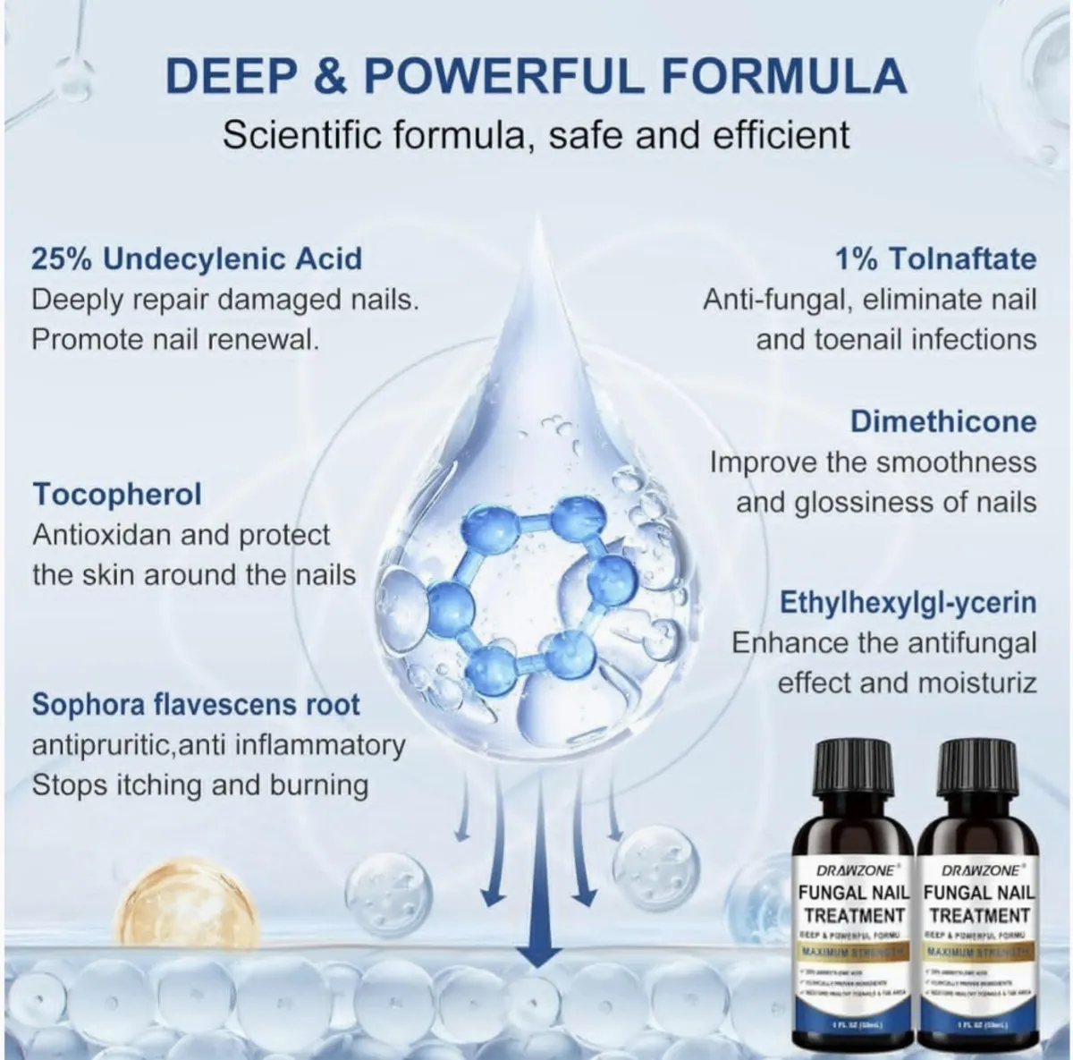 Drawzone Fungal Nail Treatment, Extra Strength with 25% Undecylenic Acid, Ingrown toenail treatment, 1 oz