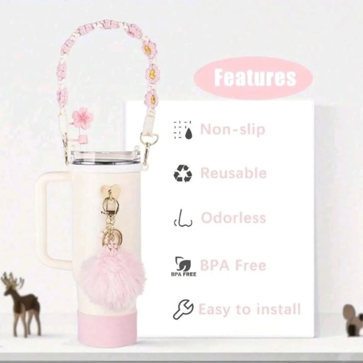 7Pcs Accessories Set For Cup 30oz 40oz, Including Silicone Straw Cover And Bottle Boot Handle Strap Charms For Tumbler Decorations For