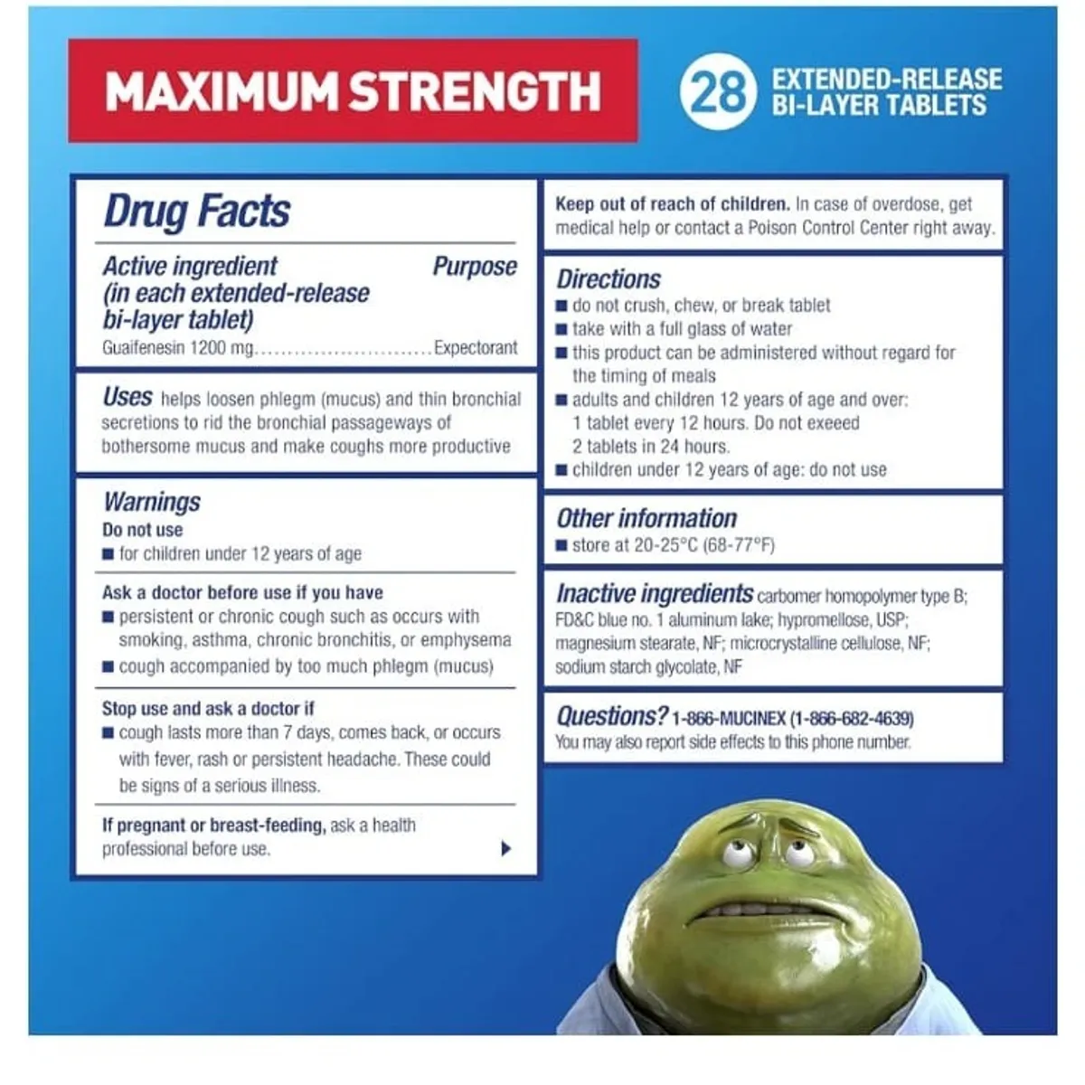 Mucinex 12 Hour Maximum Strength 1200 mg, 28 Tablets