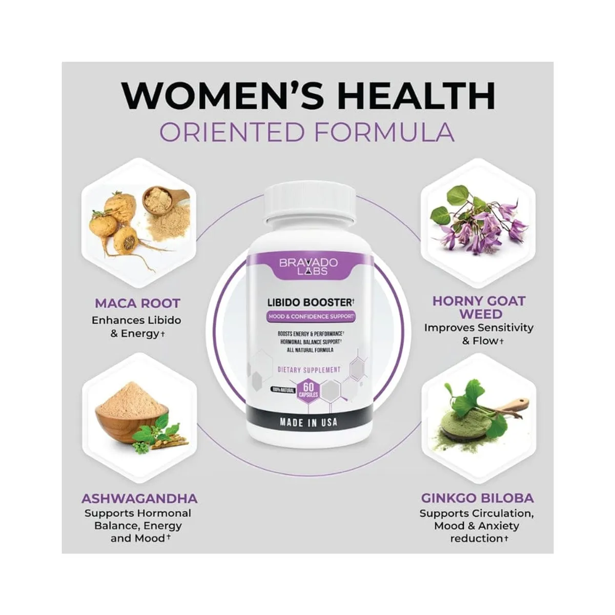 Female Libido Enhancer 60 Capsules Bravado Labs