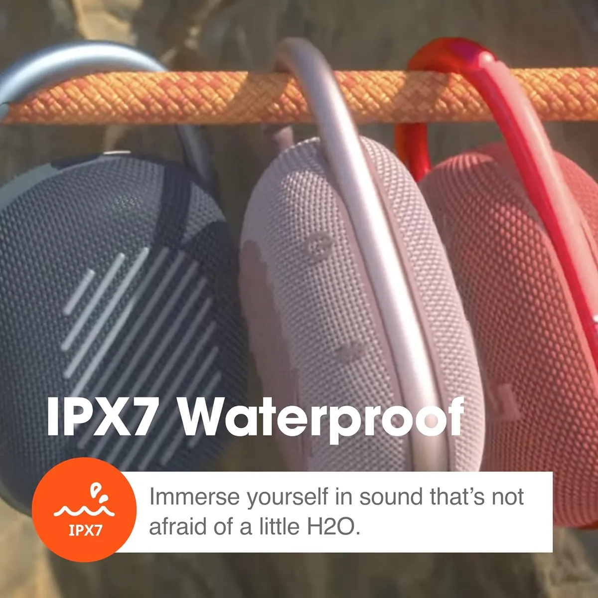 JBL Clip 4 - Premium Sound Portable Bluetooth Speaker,IP67 waterproof and dustproof, 10 hours playtime, Orange/Blue