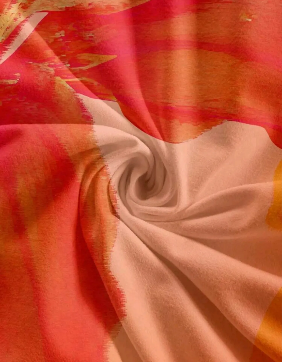 Women's Casual Vacation Style Tie-Dye Orange Lily And Flame Lily Tropical Floral Placement Print - Size S