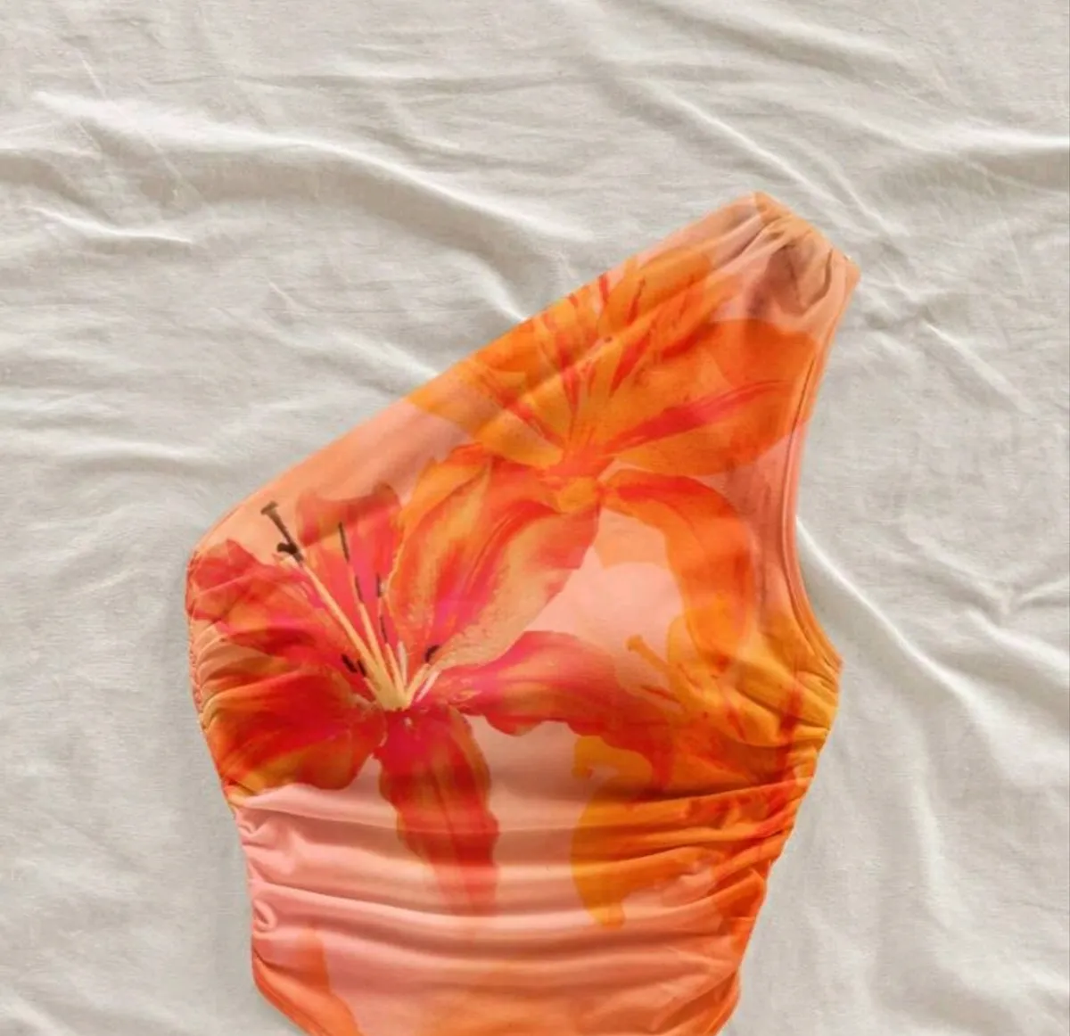 Women's Casual Vacation Style Tie-Dye Orange Lily And Flame Lily Tropical Floral Placement Print - Size S