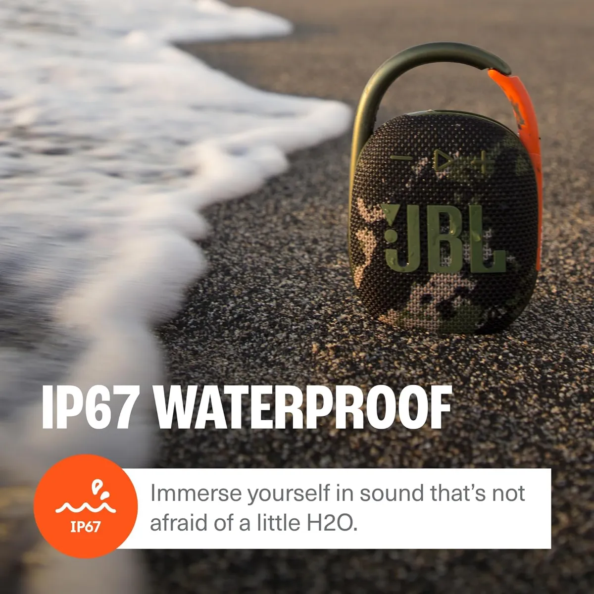 JBL Clip 4 - Premium Sound Portable Bluetooth Speaker,IP67 waterproof and dustproof, 10 hours playtime, Camouflage