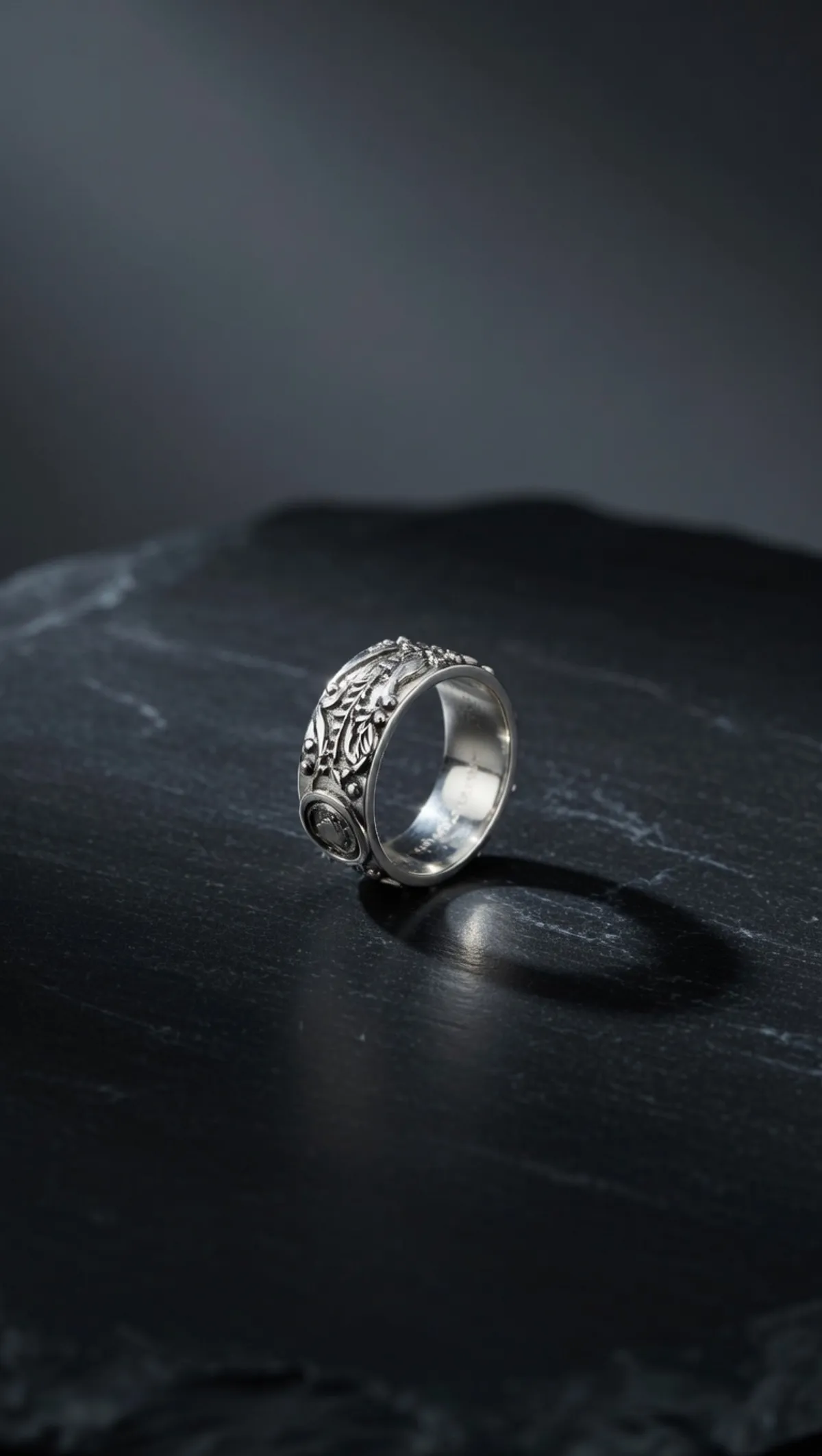 1PC Silver Men Ring - Size 10