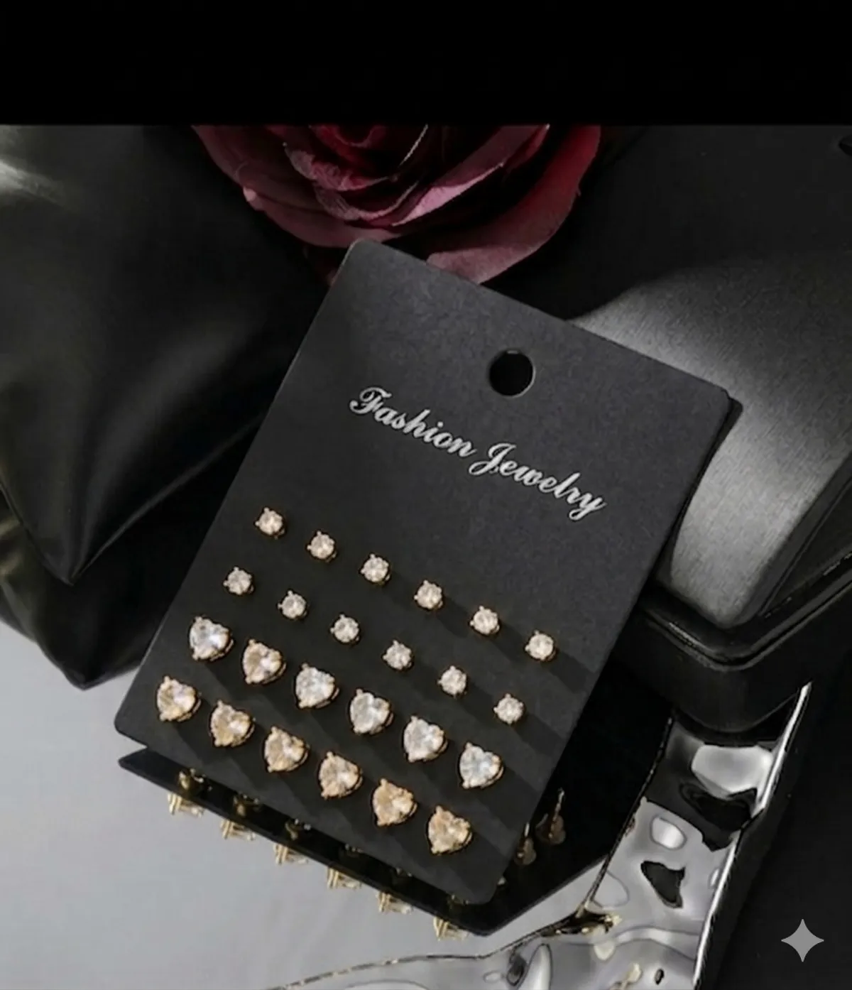 24 PCS Fashion Easy Zirconia Stud Earrings Set Popular Super Flash Earrings Women'S High-End