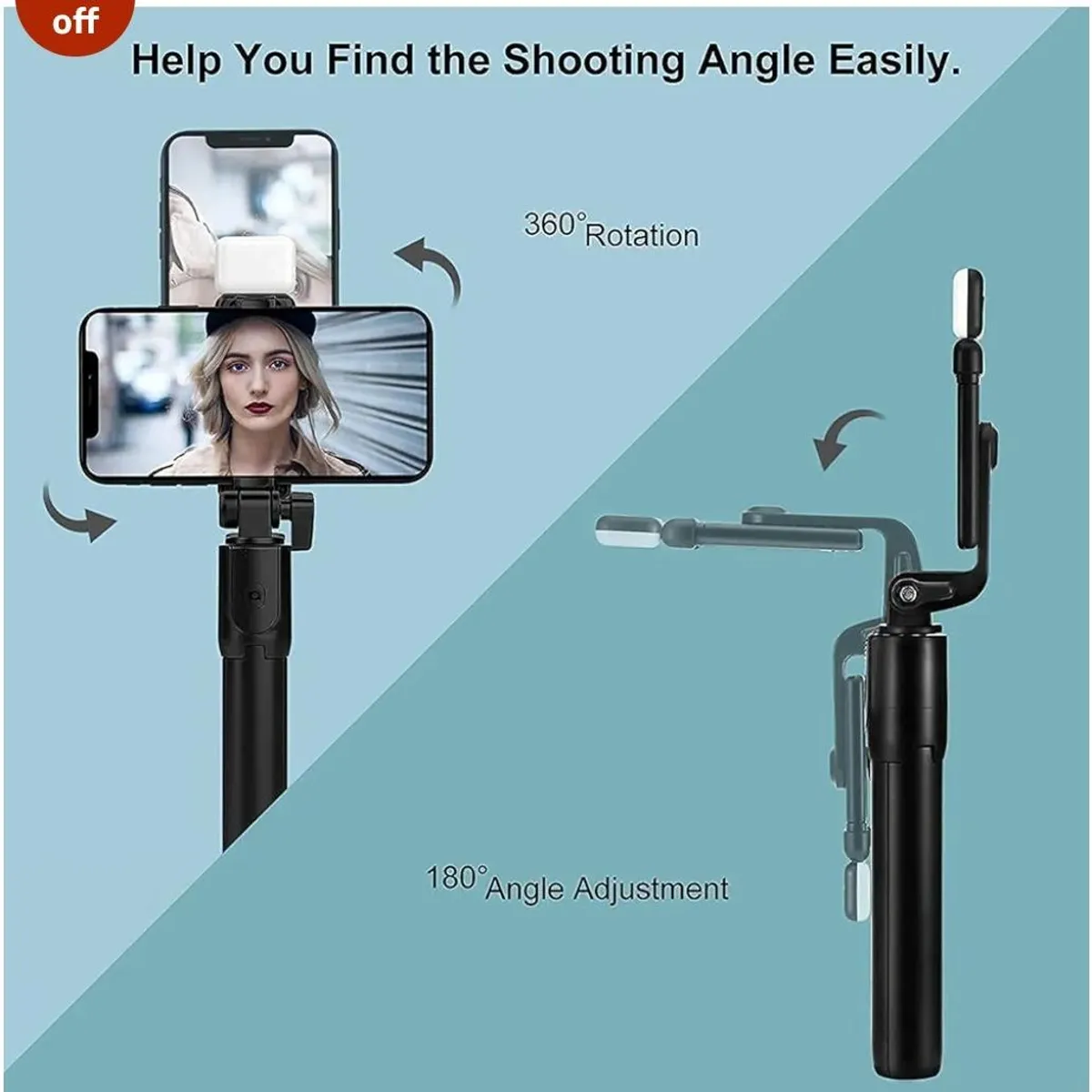 Bluetooth Selfie Stick And Selfie Light